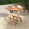 Round Patio Folding Coffee Table Teak Wood With Slatted Tabletop